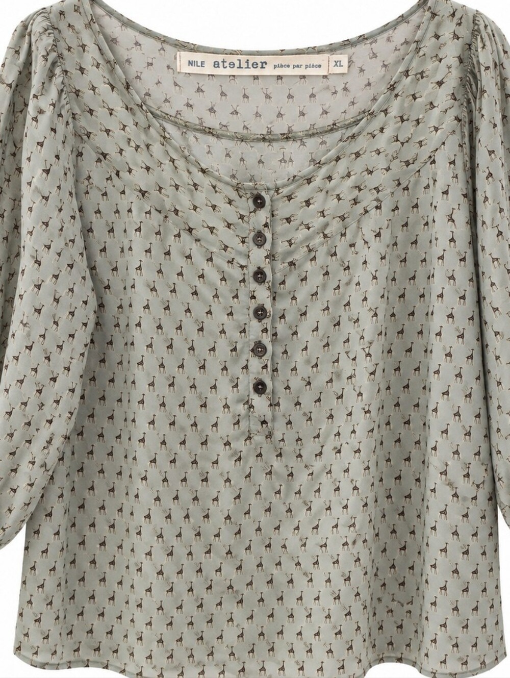 Girafe Print Flowy Blouse - Swiss Brand NWOT